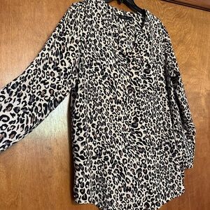 Leopard Print Long Sleeve Blouse